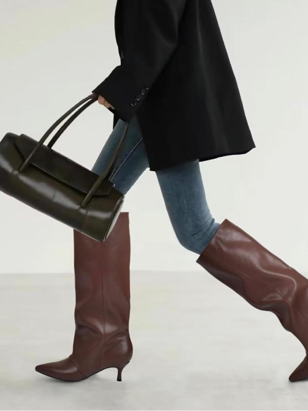 Chestnut Pointed Toe Over-the-Knee Boots - Picture 3 of 4